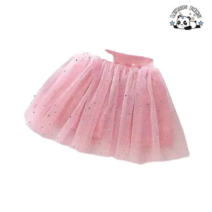 LEZONKIDS - Colors Sizes Customization Shining Sequins Ruffled Tulle for Children Skirt Dress